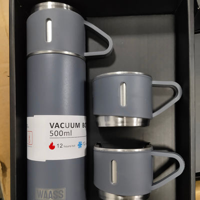 500 ml bouteille thermo en acier inoxydable avec 3 bouchons pour les voyages en plein air