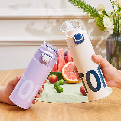 Bouteille à vide en acier inoxydable de belle forme avec une coupe droite et une isolation supérieure