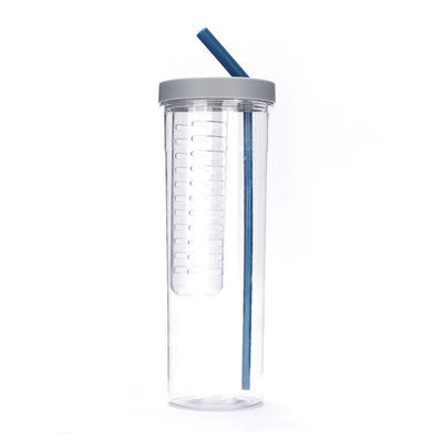 800 ml de plastique de sport en plein air jus de paille bouteille d'eau potable avec logo personnalisé
