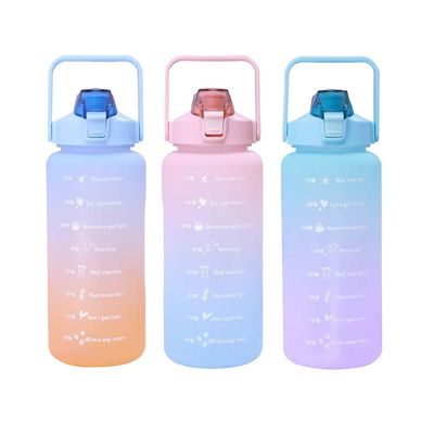 Bouteille d'eau de 2 litres avec marqueur de temps en paille et performance d'isolation thermique pour le fitness