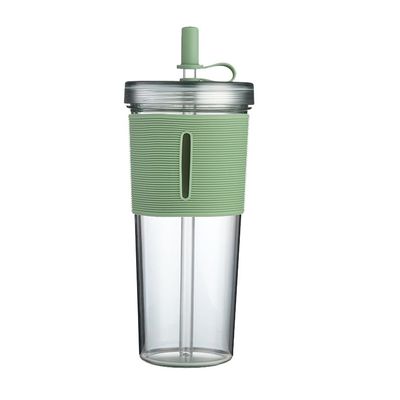 Coupe à eau de paille de grande capacité résistante à la chaleur avec couvercle en silicone transparent