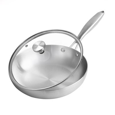Pâte à frire 22/24/26/28cm Pâte à frire en acier inoxydable avec couvercle en verre et couvercle de pot
