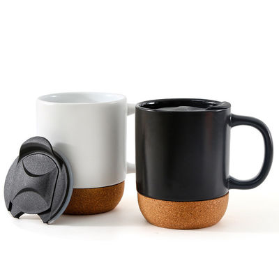 Logo personnalisé 15oz Sublimation Porcelaine tasse à café tasse en céramique avec poignée couvercle et fond en bois