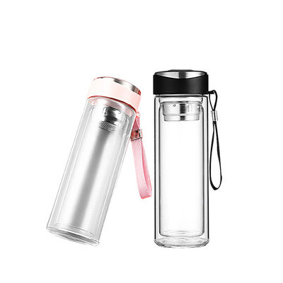 Tombouille en verre à double paroi avec infuseur de thé pour l'impression par sublimation à faible MOQ