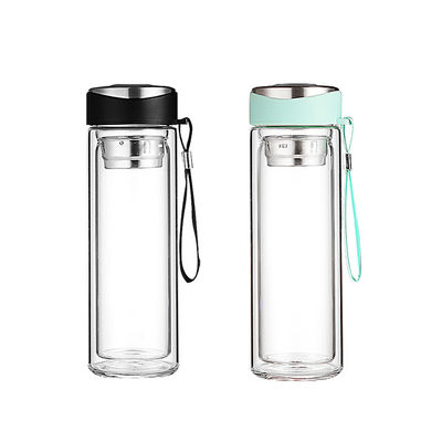 Famille-Friendly Clear Glass Sublimation Skinny Double Sans Fuite Pour le café avec couvercle