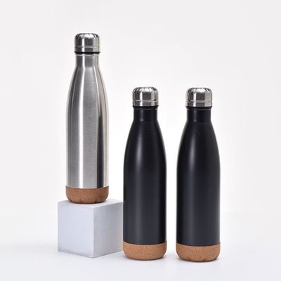 Bouteilles sous vide Thermoses 500 ml Bouteille d'eau isolée en acier inoxydable avec fond en liège