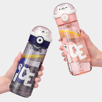 Bouteille d'eau d'ours en plastique avec paille pour enfants