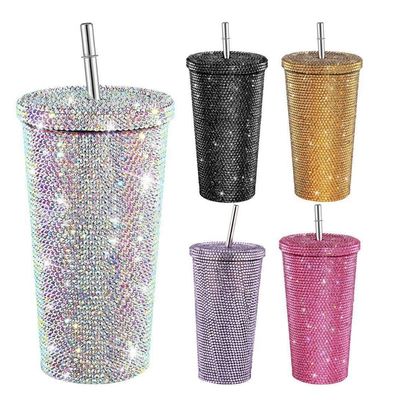 500ml/750ml Tumbler Couleur personnalisée Double isolée en acier inoxydable Bouteille de voyage extérieur avec des pailles