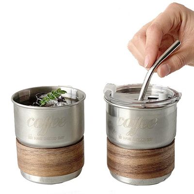 Tasse à café en acier inoxydable avec logo imprimé sur mesure et manches anti-échauffement