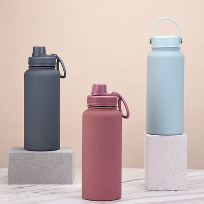Bouteilles d'eau en acier inoxydable de 1 litre avec poignée et bouteille en plastique sous vide
