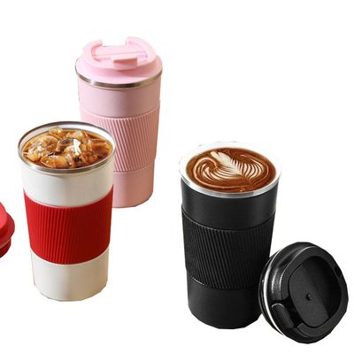 Coupe à café en acier inoxydable 304 380 ml 510 ml Silicone antidérapant tasses de café réutilisables recyclées