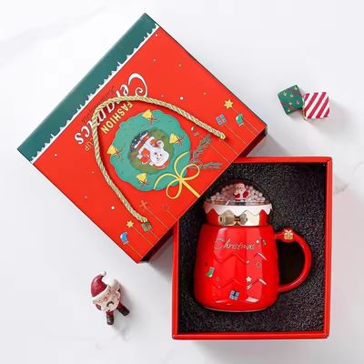 2024 Jolie boule de neige de Noël Set cadeau tasse en céramique avec tous les accessoires et tasse mignonne