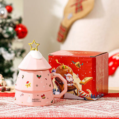 Boîte cadeau en céramique à os durable avec cuillère à couvercle Créatif design d'arbre de Noël