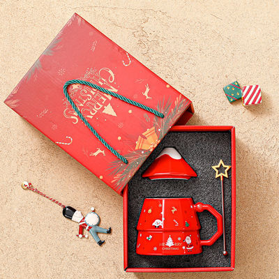 Boîte cadeau en céramique à os durable avec cuillère à couvercle Créatif design d'arbre de Noël