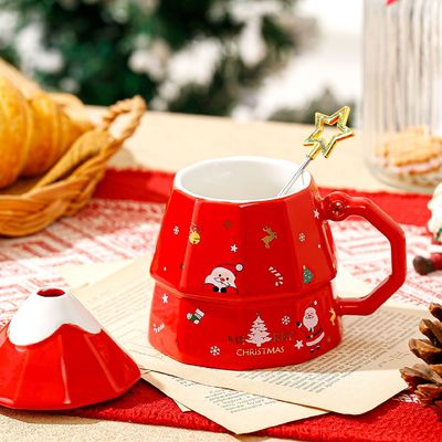 Boîte cadeau en céramique à os durable avec cuillère à couvercle Créatif design d'arbre de Noël