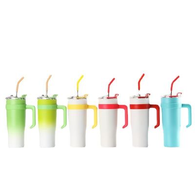 Coupe de café isolée en acier inoxydable de 40 oz avec paille et couvercle