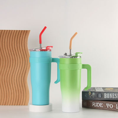 Coupe de café isolée en acier inoxydable de 40 oz avec paille et couvercle