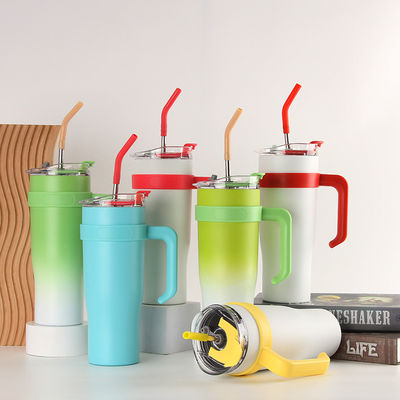 Coupe de café isolée en acier inoxydable de 40 oz avec paille et couvercle