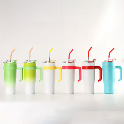 Coupe de café isolée en acier inoxydable de 40 oz avec paille et couvercle