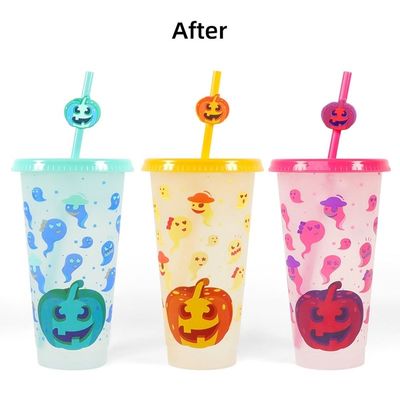 Promotion Cadeau réutilisable sans BPA sur mesure imprimé tasse de café en plastique avec couvercle et paille