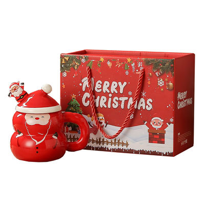 Homme de neige dessin animé Père Noël Arbre de Noël tasse d'eau en céramique tasse pour cadeau de Noël