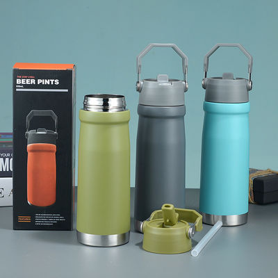 Bouteille d'eau de sport en acier inoxydable à double paroi 500 ml 650 ml