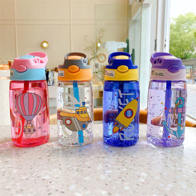 16OZ Enfants mignon Portable étanche à l' eau potable en plastique avec paille