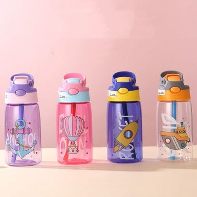 16OZ Enfants mignon Portable étanche à l' eau potable en plastique avec paille