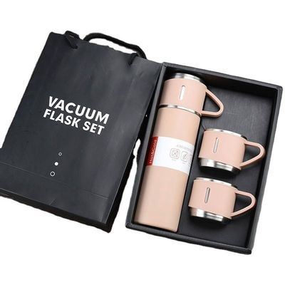 Étui à vide en acier inoxydable, bouteille d'eau, tasse à boire, ensemble cadeau avec 3 couvercles 304