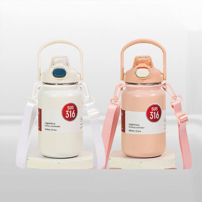 304 316 Bouteille d'eau en acier inoxydable pour enfants Logo rose 418g Bouteille à vide isolée en paille