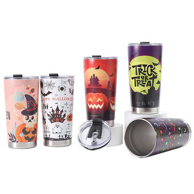 Coupe de bière imprimée en acier inoxydable 304 20oz Coupe thermos de voiture avec design d'Halloween