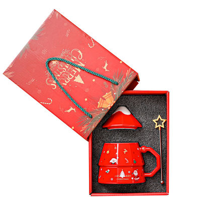 7x12.5cm tasse à café en céramique avec couvercle et cuillère