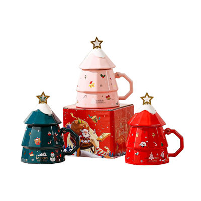 7x12.5cm tasse à café en céramique avec couvercle et cuillère