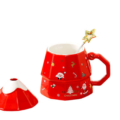 7x12.5cm tasse à café en céramique avec couvercle et cuillère