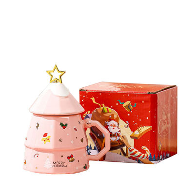Bouteille de café en céramique en forme d'arbre de Noël avec cuillère et boîte cadeau