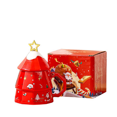 7x12.5cm Rose tasse à thé en céramique tasse à café ensemble cadeau avec revêtement miroir conception arbre de Noël