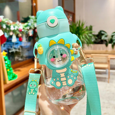 Boisson directe Grande capacité mignonne Cartoon Bear Lapin Bouteille d'eau en plastique avec paille