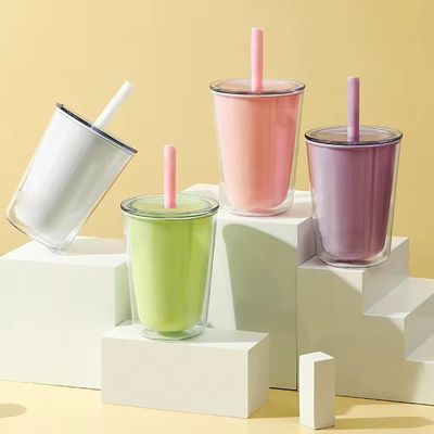TOUR Bouteille d'eau en plastique portable à double paroi avec une tasse à large capacité
