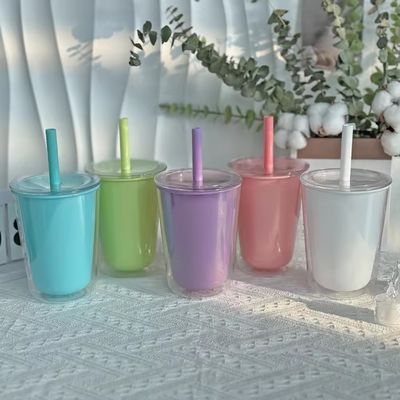 TOUR Bouteille d'eau en plastique portable à double paroi avec une tasse à large capacité