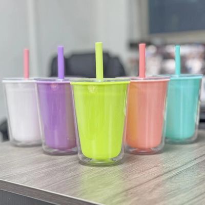 TOUR Bouteille d'eau en plastique portable à double paroi avec une tasse à large capacité