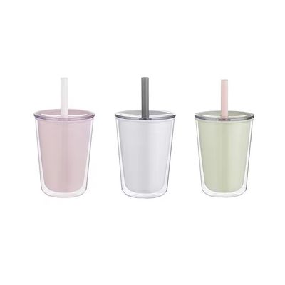 TOUR Bouteille d'eau en plastique portable à double paroi avec une tasse à large capacité