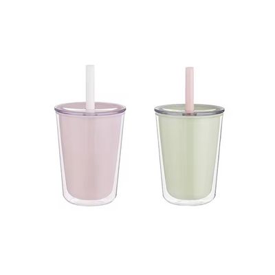 TOUR Bouteille d'eau en plastique portable à double paroi avec une tasse à large capacité