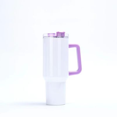 40oz Tumbler avec poignée et couvercle de paille en acier inoxydable Tumblers couleur tasses de voiture pour le travail