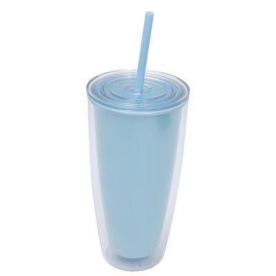TOUR Approprié aux adultes 24 oz sans BPA Double paroi en plastique avec paille et couvercle