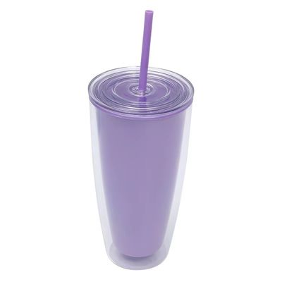 TOUR Approprié aux adultes 24 oz sans BPA Double paroi en plastique avec paille et couvercle