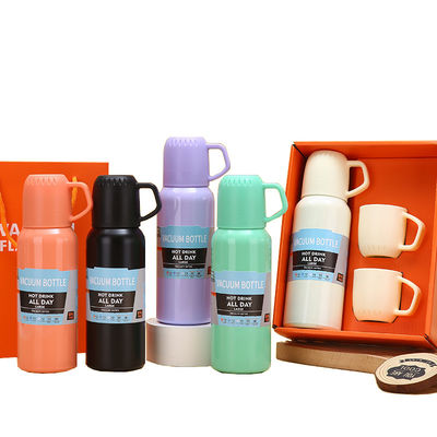 Ensemble cadeau de tasse d'eau à vide à trois couvercles en acier inoxydable pour réunions d'entreprise