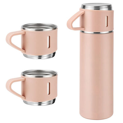 500 ml de bouteille portable en acier inoxydable à double paroi avec deux tasses de café