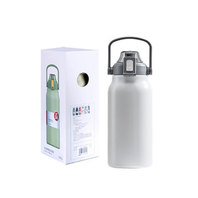 Bouteille d'eau en acier inoxydable personnalisée avec poignée de paille couvercle intérieur 316 et extérieur 304