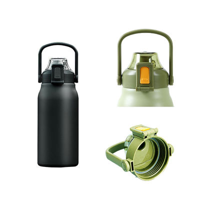 Bouteille d'eau en acier inoxydable personnalisée avec poignée de paille couvercle intérieur 316 et extérieur 304