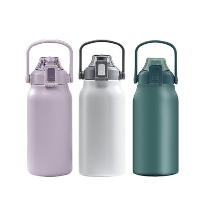 Bouteille d'eau en acier inoxydable personnalisée avec poignée de paille couvercle intérieur 316 et extérieur 304